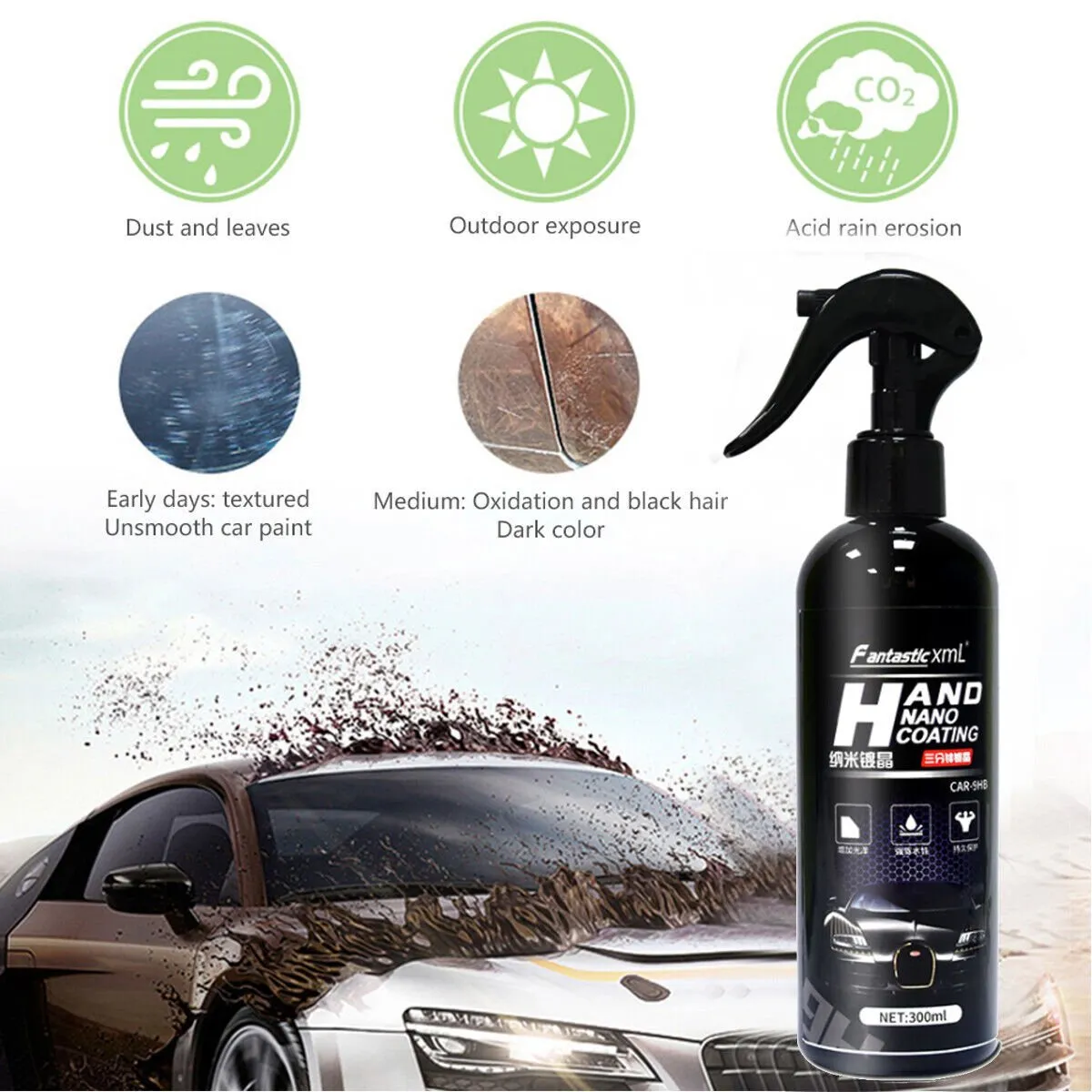 Hand Nano Coating  Ceramic Car Paint Protection 6H Coating 300ml RoHs Certified