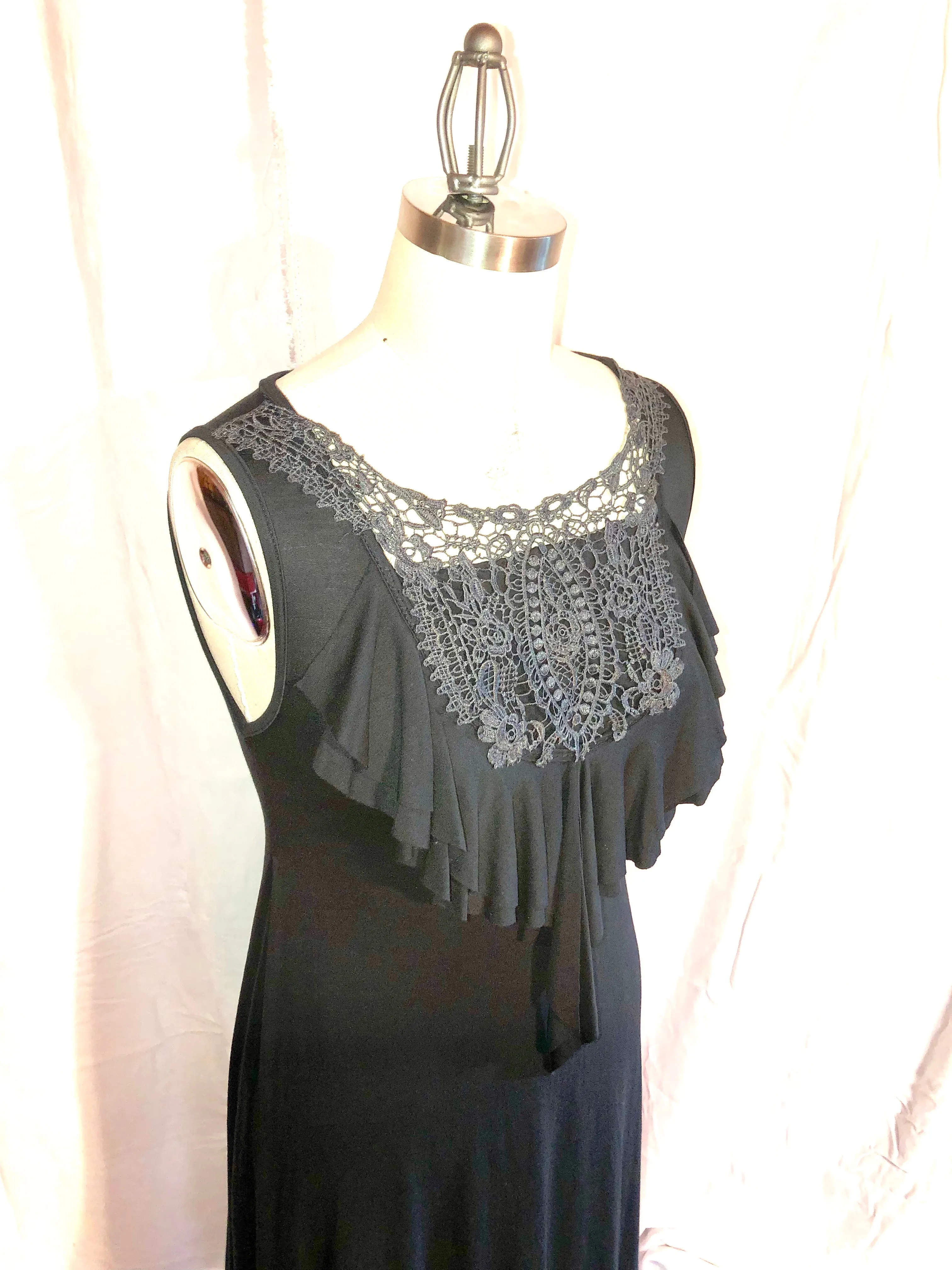 Handmade Black Knee Length Dress