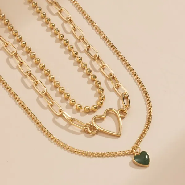 Heart Shaped Multi Layer Necklace gold