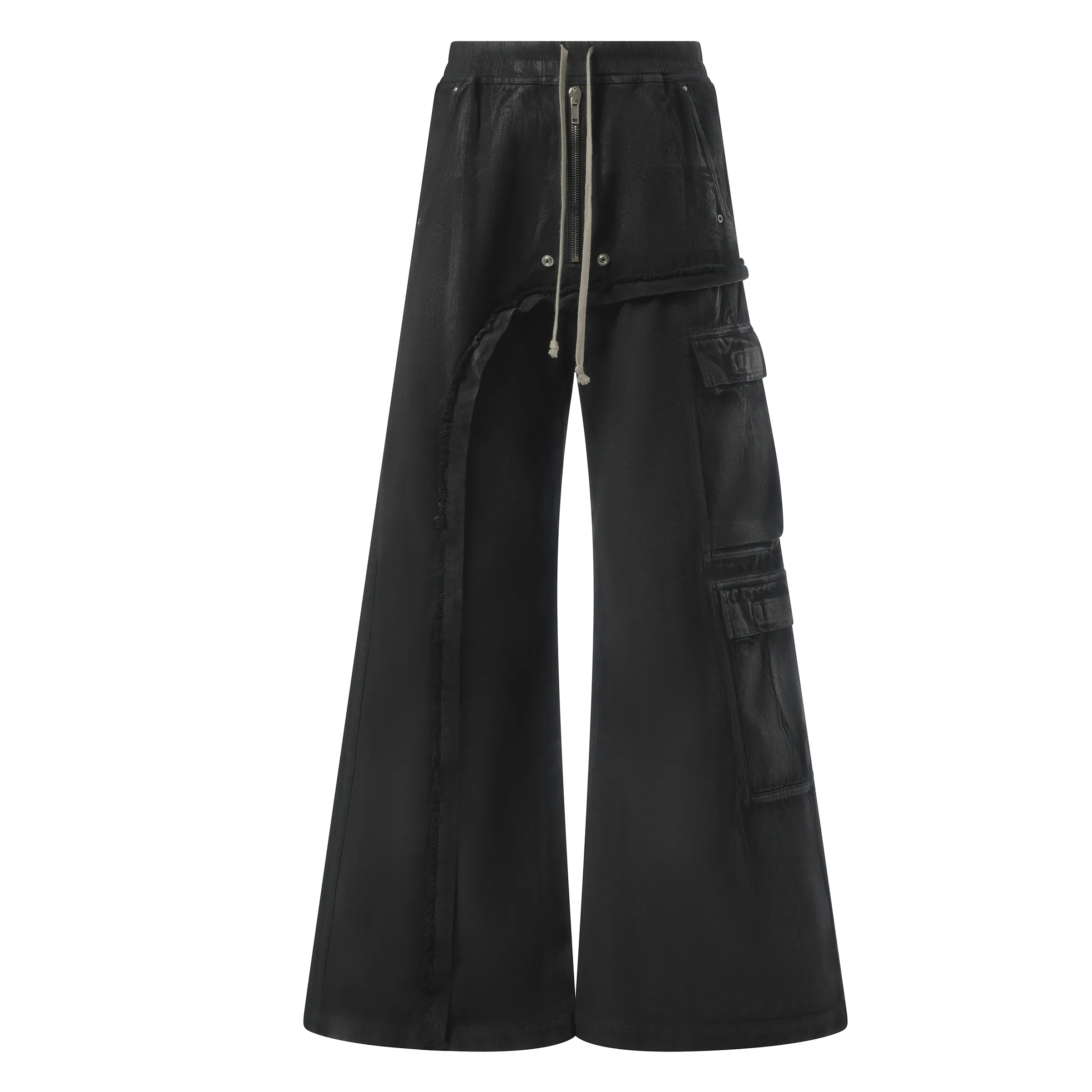 Imbalanced Double Cargo Jumbo Pants in Black