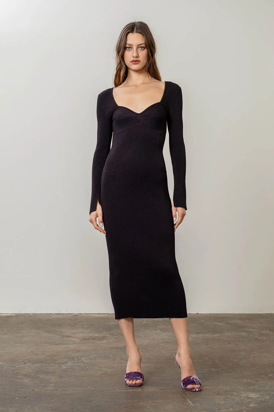 Irwin Black Ribbed Dress