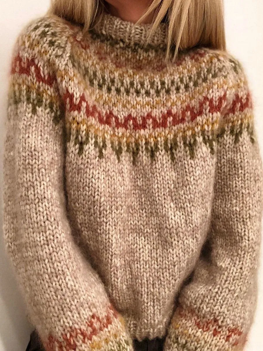 Jacquard Half Turtleneck Sweater