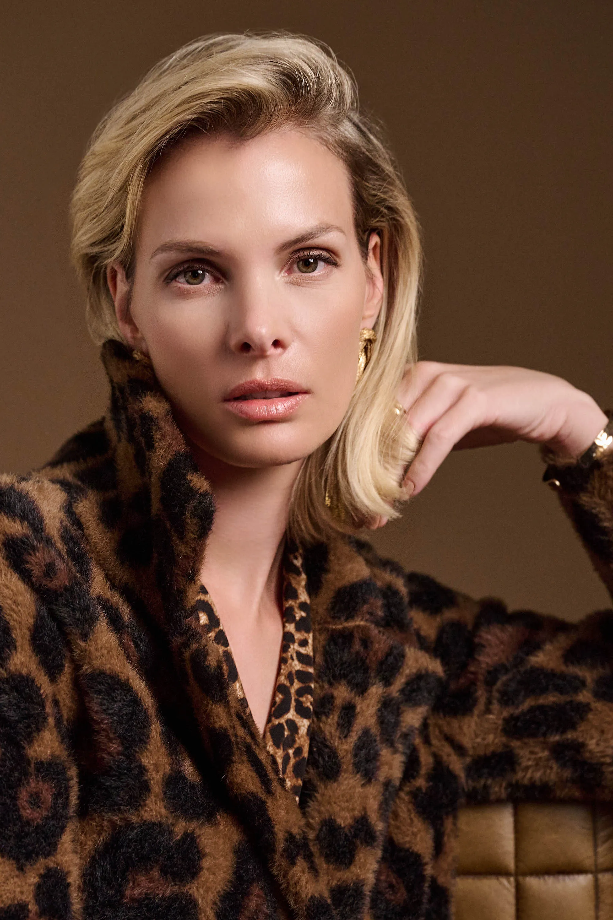 Jacquard Sweater Animal Print Coat
