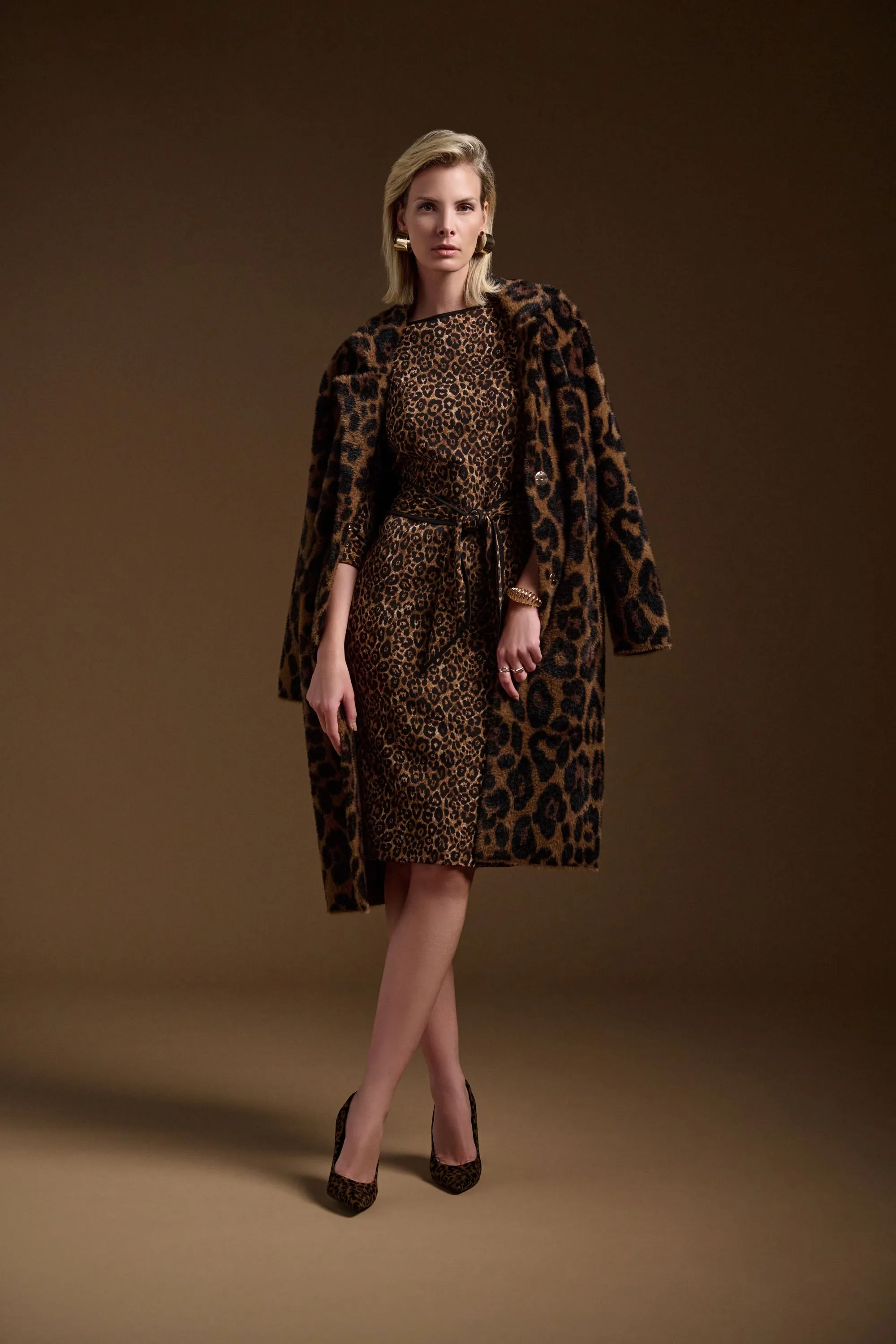 Jacquard Sweater Animal Print Coat