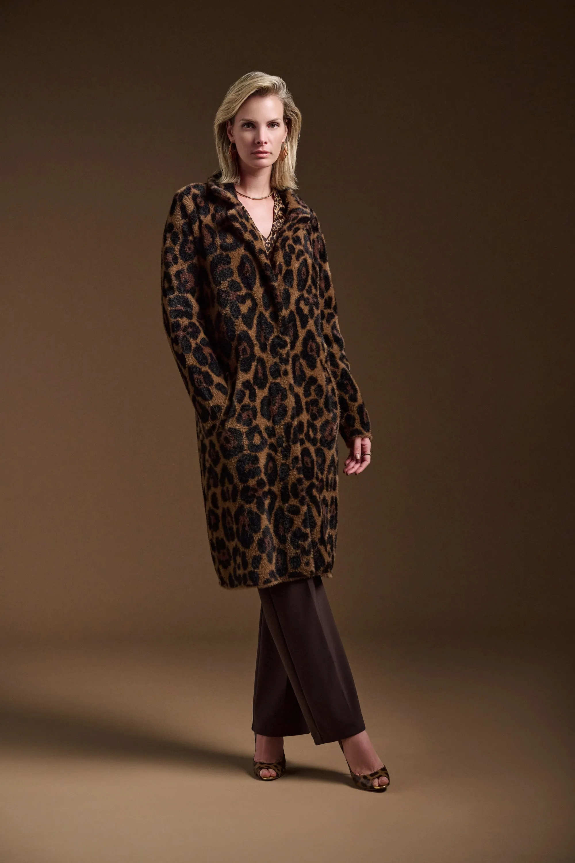 Jacquard Sweater Animal Print Coat