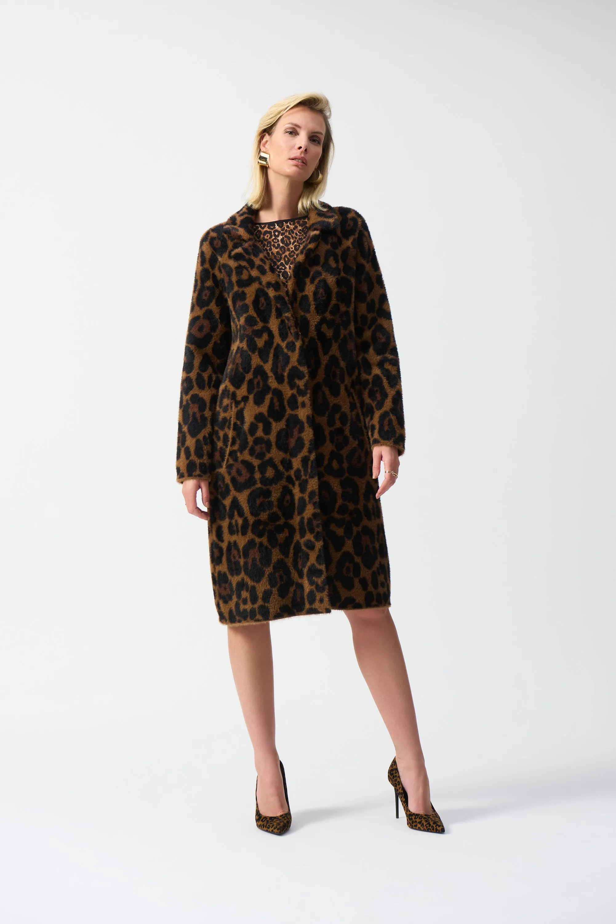Jacquard Sweater Animal Print Coat
