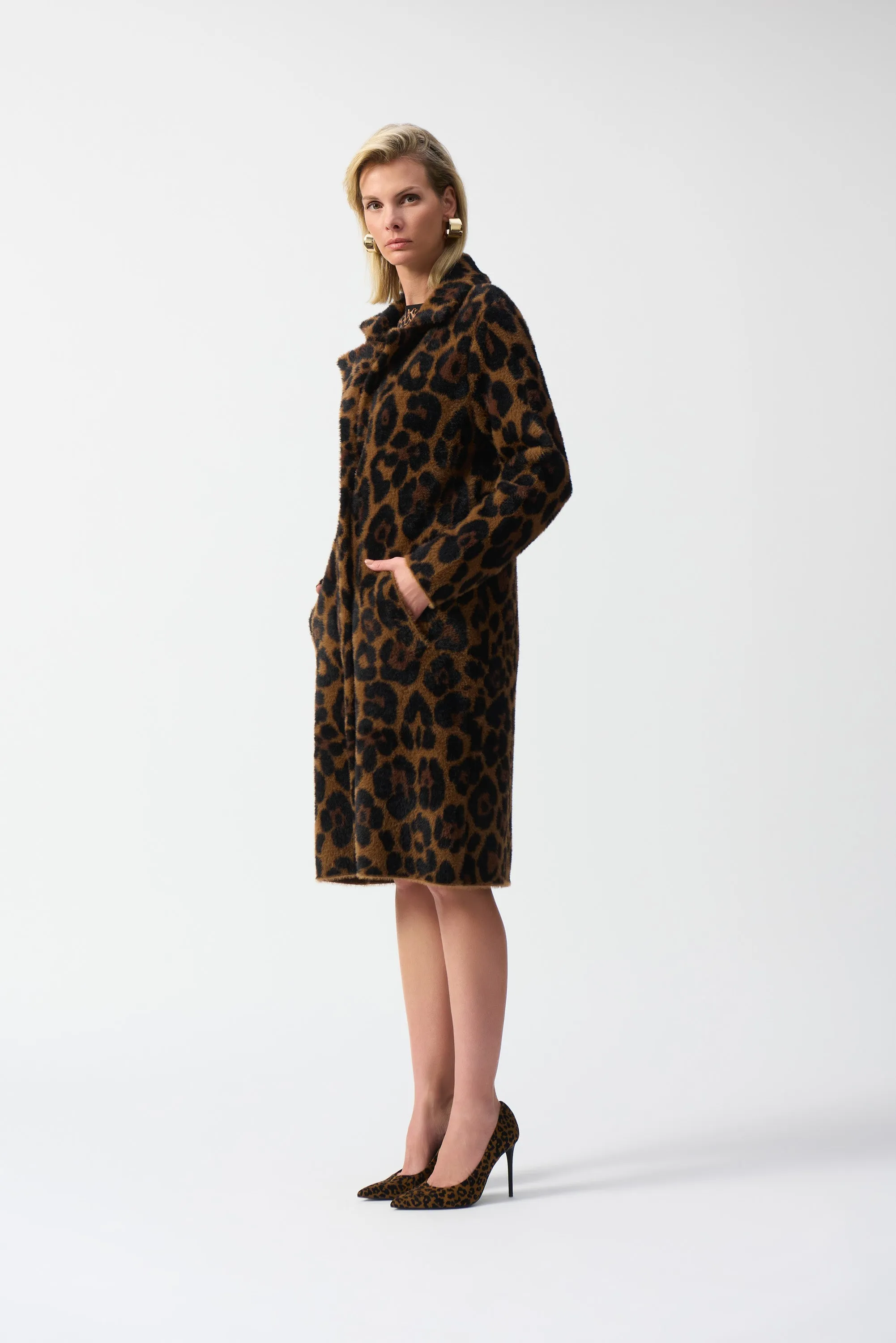 Jacquard Sweater Animal Print Coat