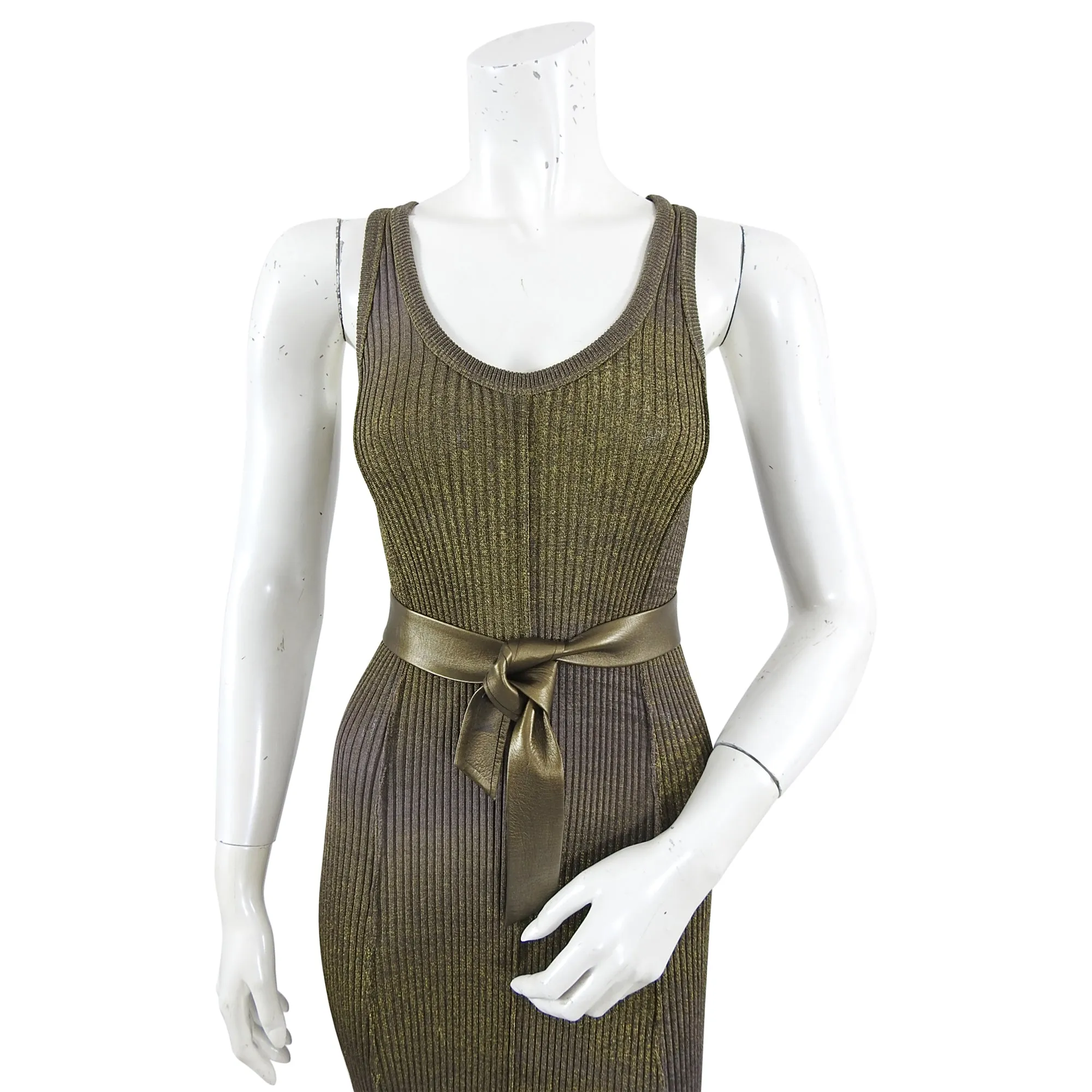 Jean Paul Gaultier Bronze Metallic Knit Tank Dress - M / 6/8