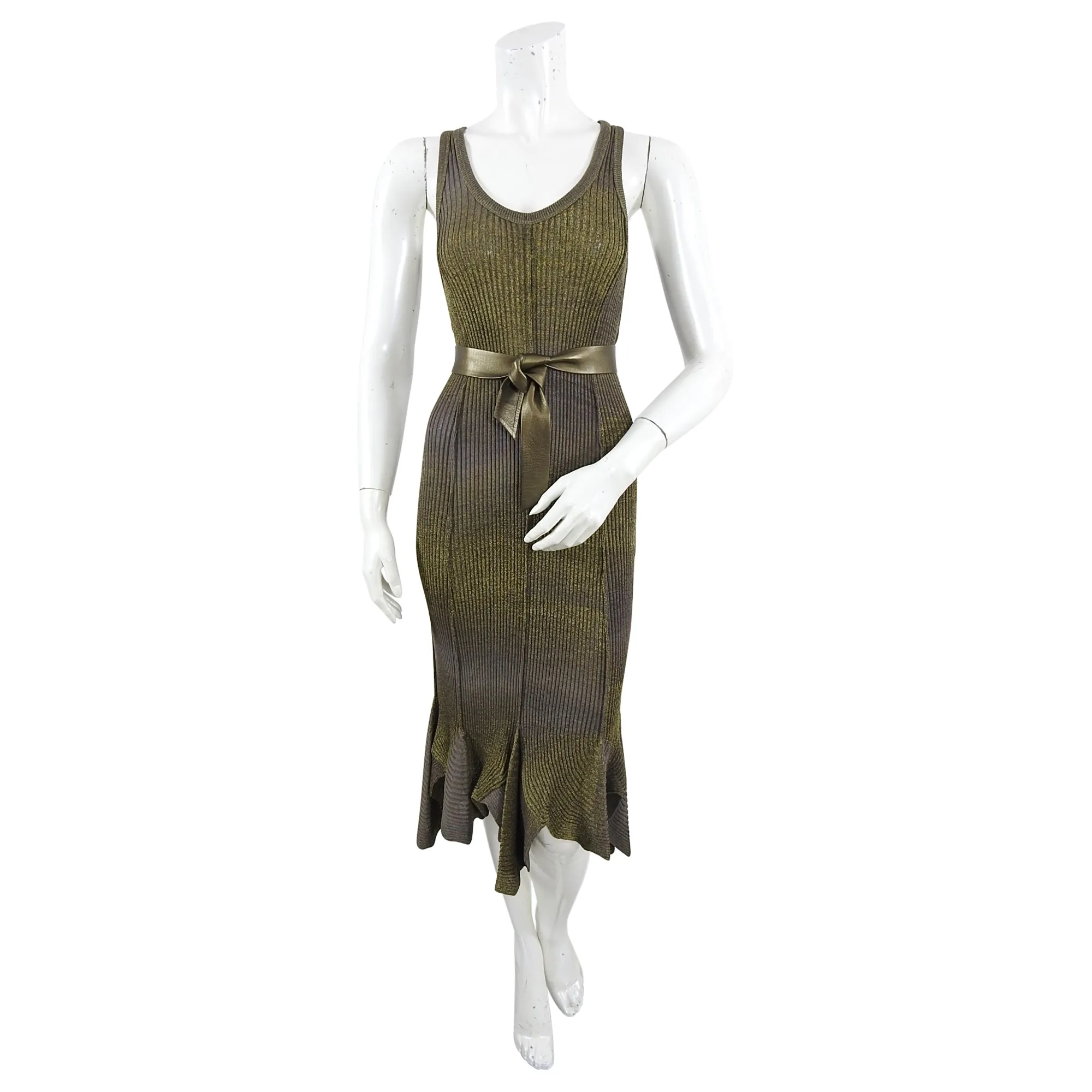 Jean Paul Gaultier Bronze Metallic Knit Tank Dress - M / 6/8