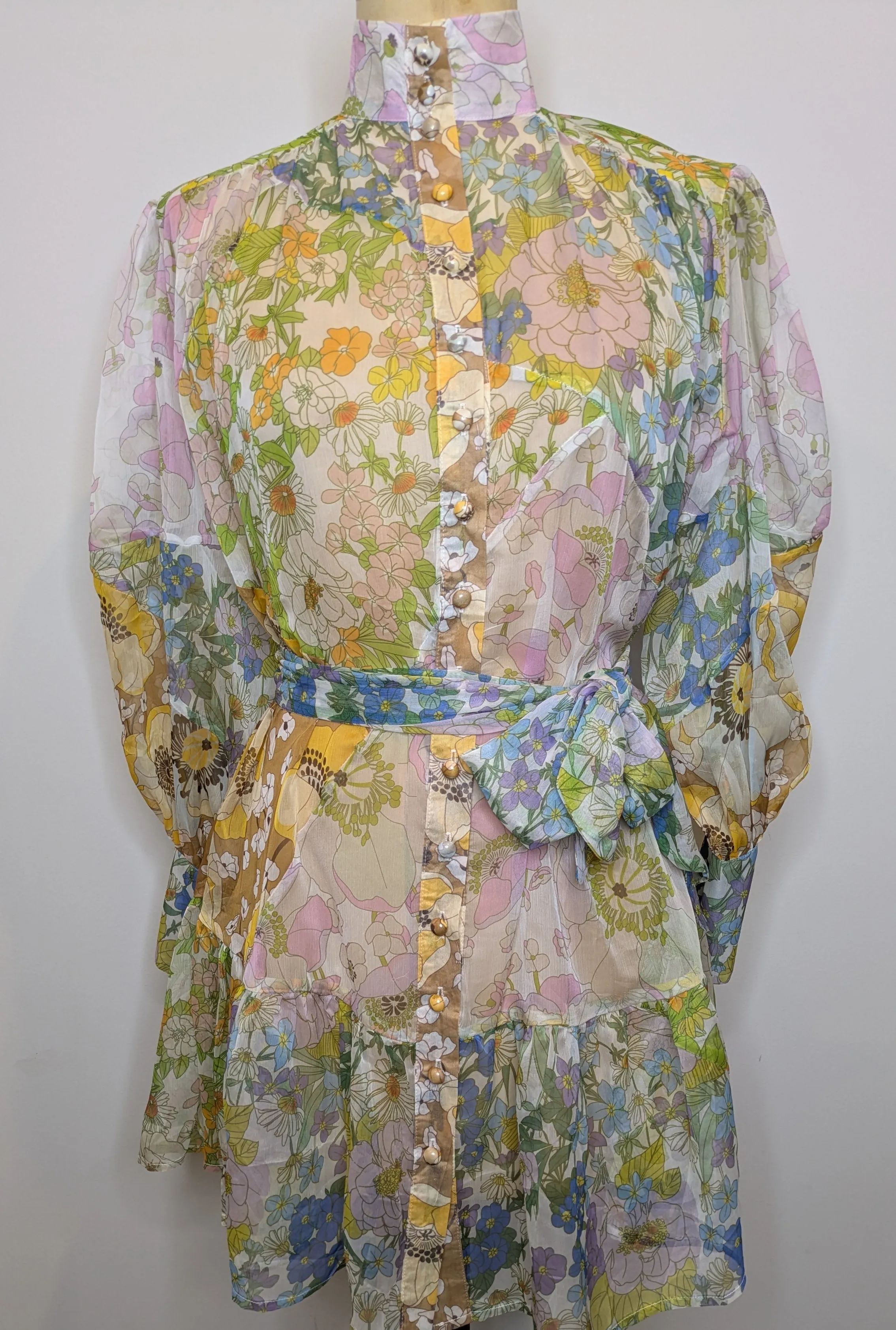 Jubilia Zimmermann Style Sheer Floral Lantern Dress