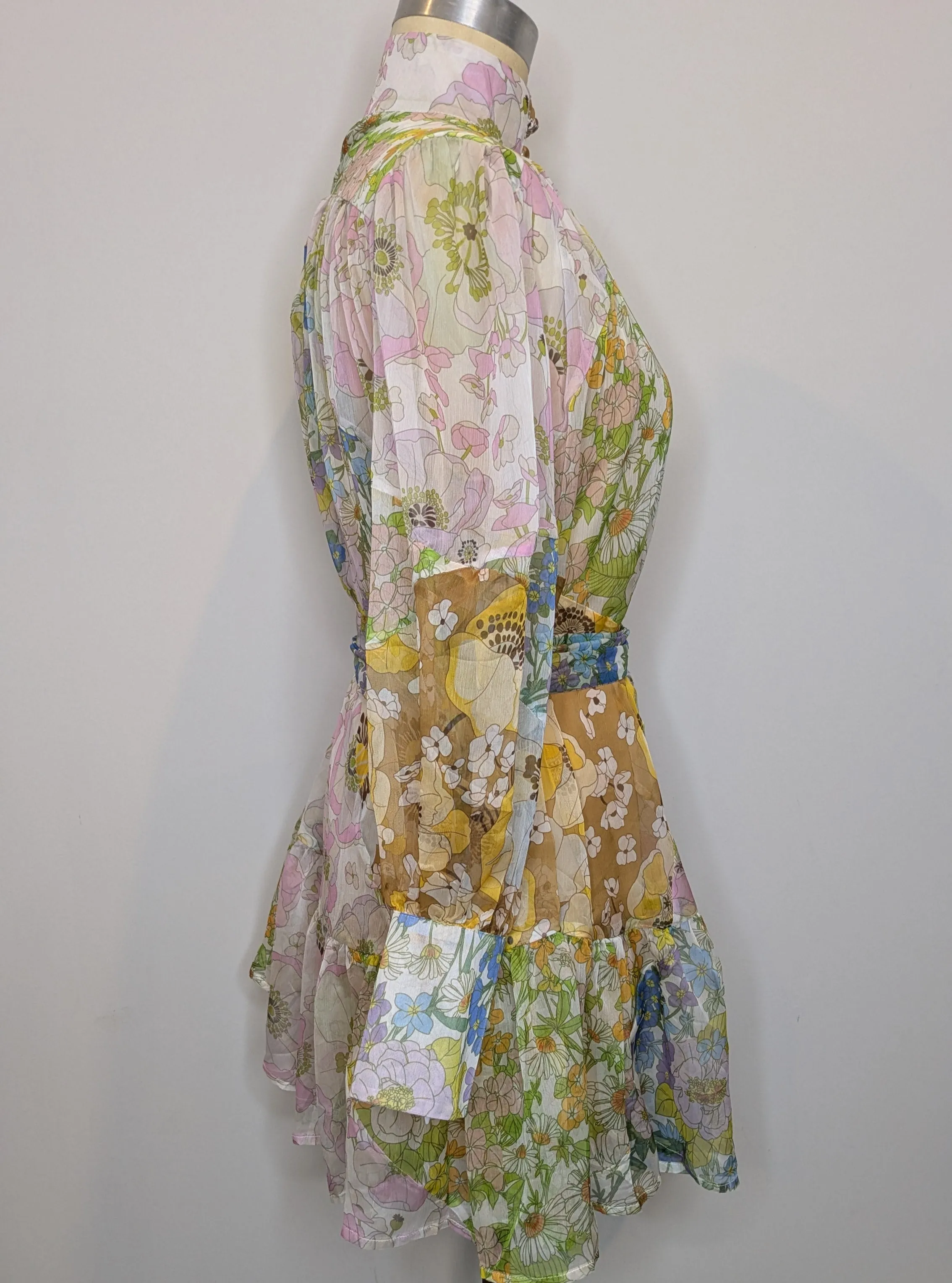 Jubilia Zimmermann Style Sheer Floral Lantern Dress