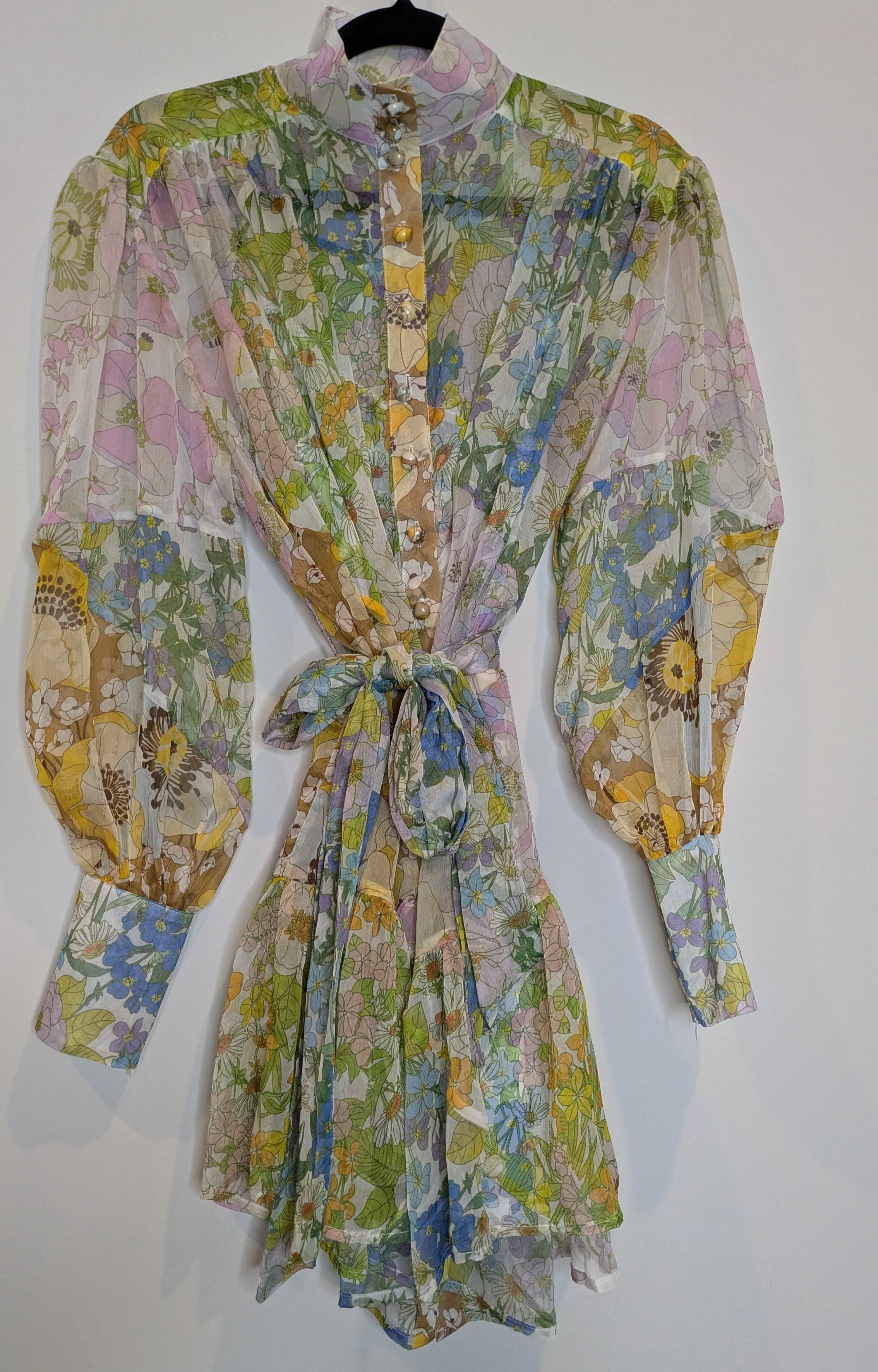 Jubilia Zimmermann Style Sheer Floral Lantern Dress