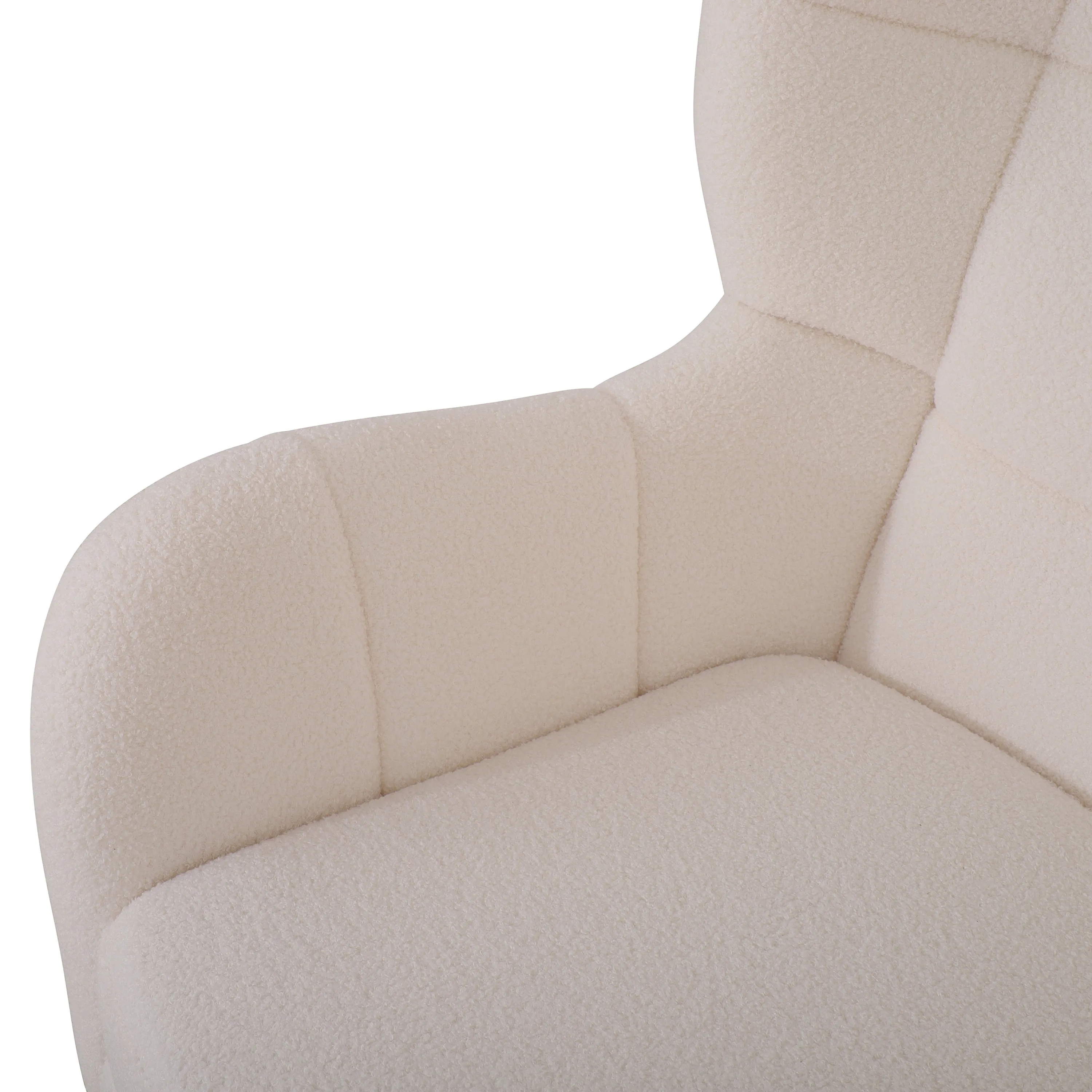 Kanes Modern Retro Upholstered Teddy Wool Accent Chair with Tapered Birch wood Legs, Beige