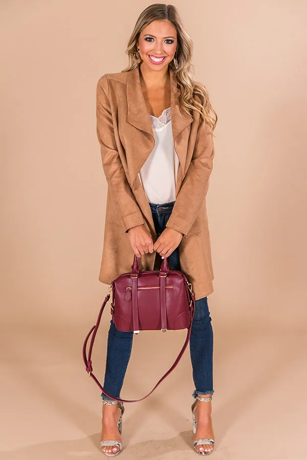 Keep Me Warm Faux Suede Coat in Camel