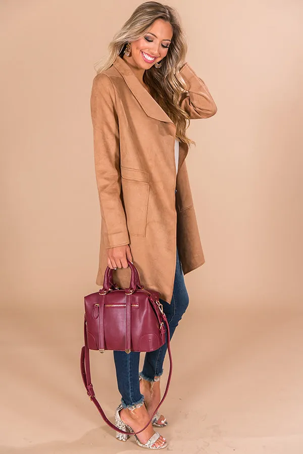 Keep Me Warm Faux Suede Coat in Camel