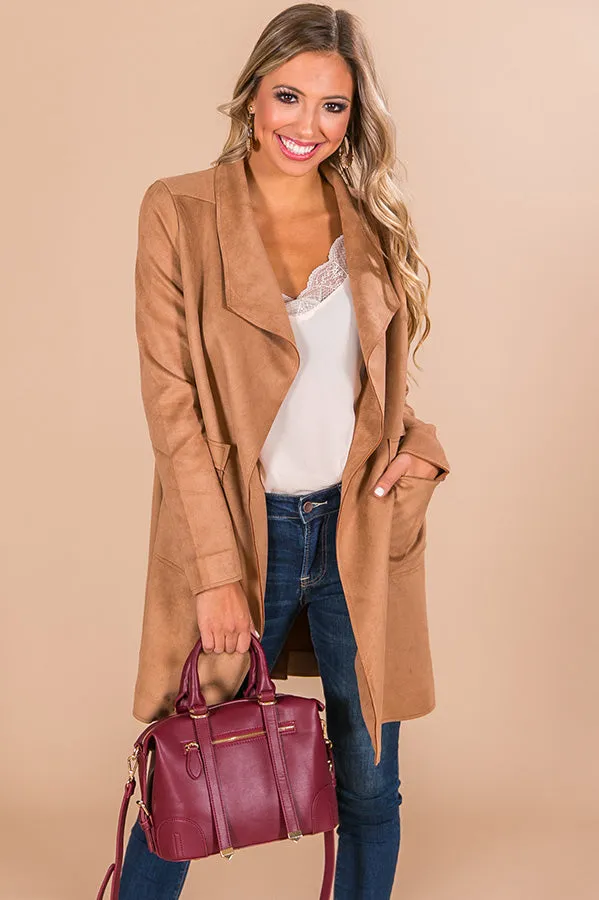 Keep Me Warm Faux Suede Coat in Camel