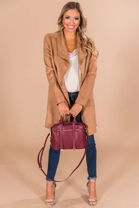 Keep Me Warm Faux Suede Coat in Camel
