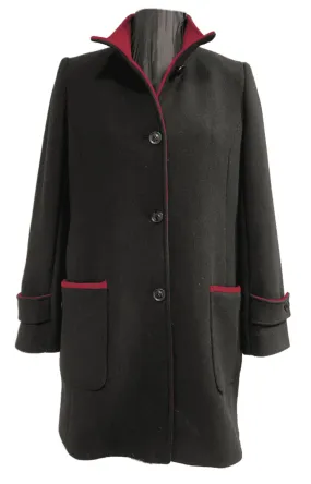 KESTA LONG LINE TWO TONE FUNNEL NECK COAT MADE IN UK