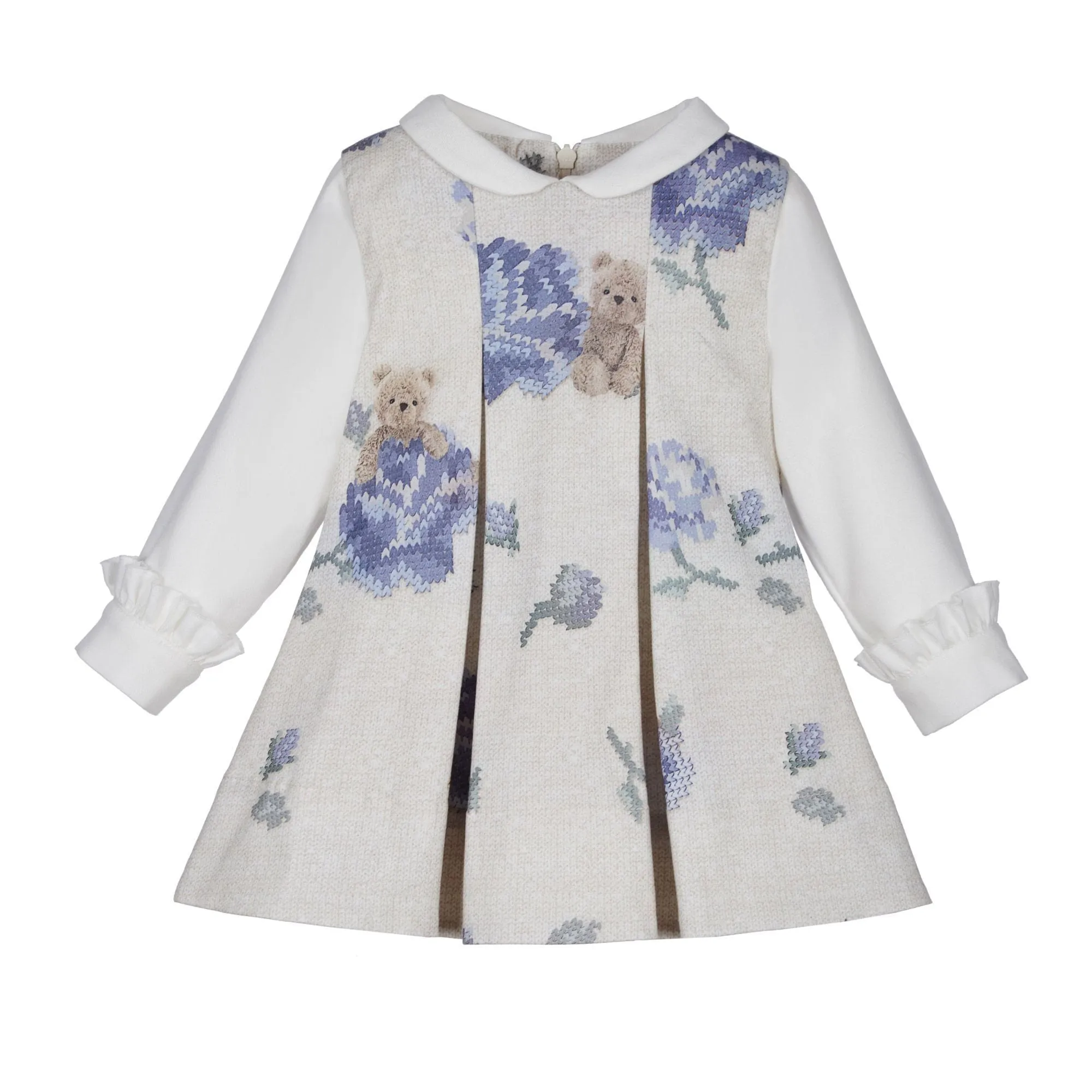 LAPIN HOUSE - Teddy Rose Peter Pan Collar Dress - Blue