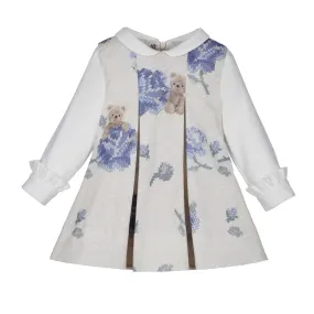 LAPIN HOUSE - Teddy Rose Peter Pan Collar Dress - Blue