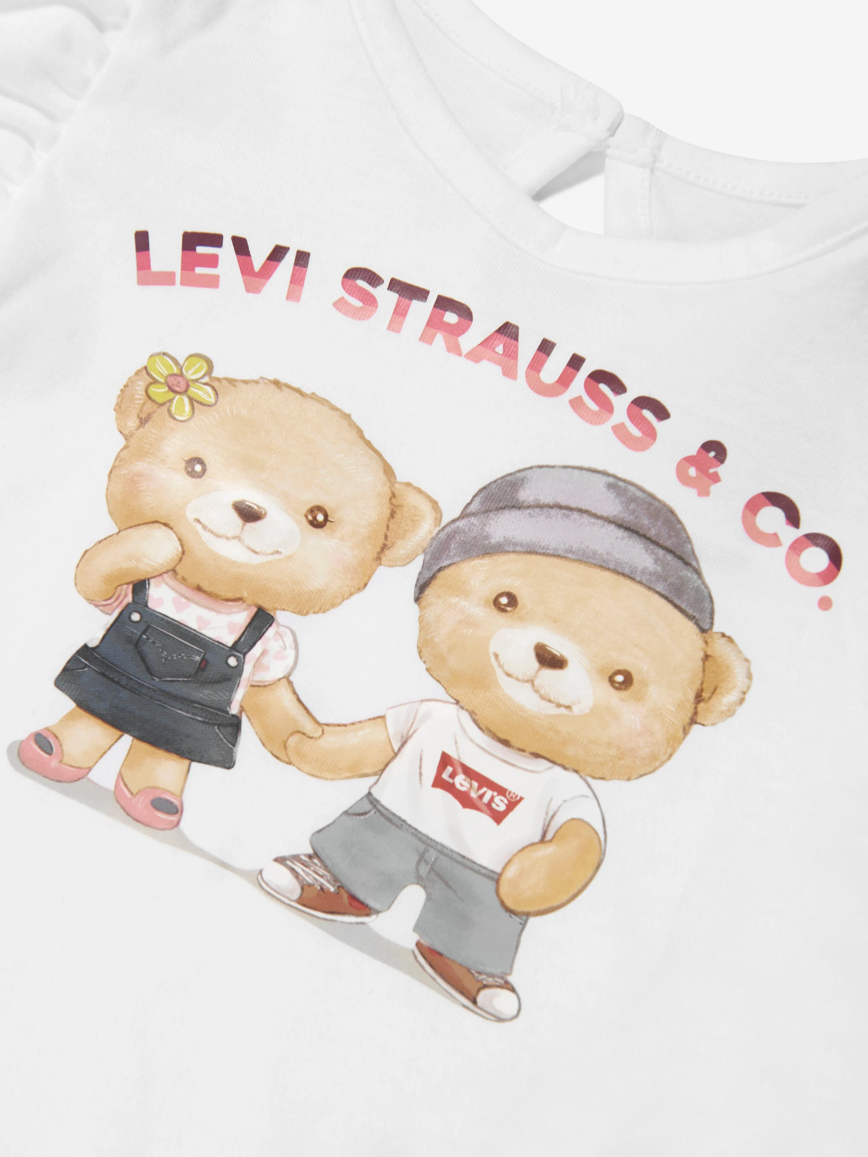 Levi's Baby Girls Bear Bubble Sleeve Top in White