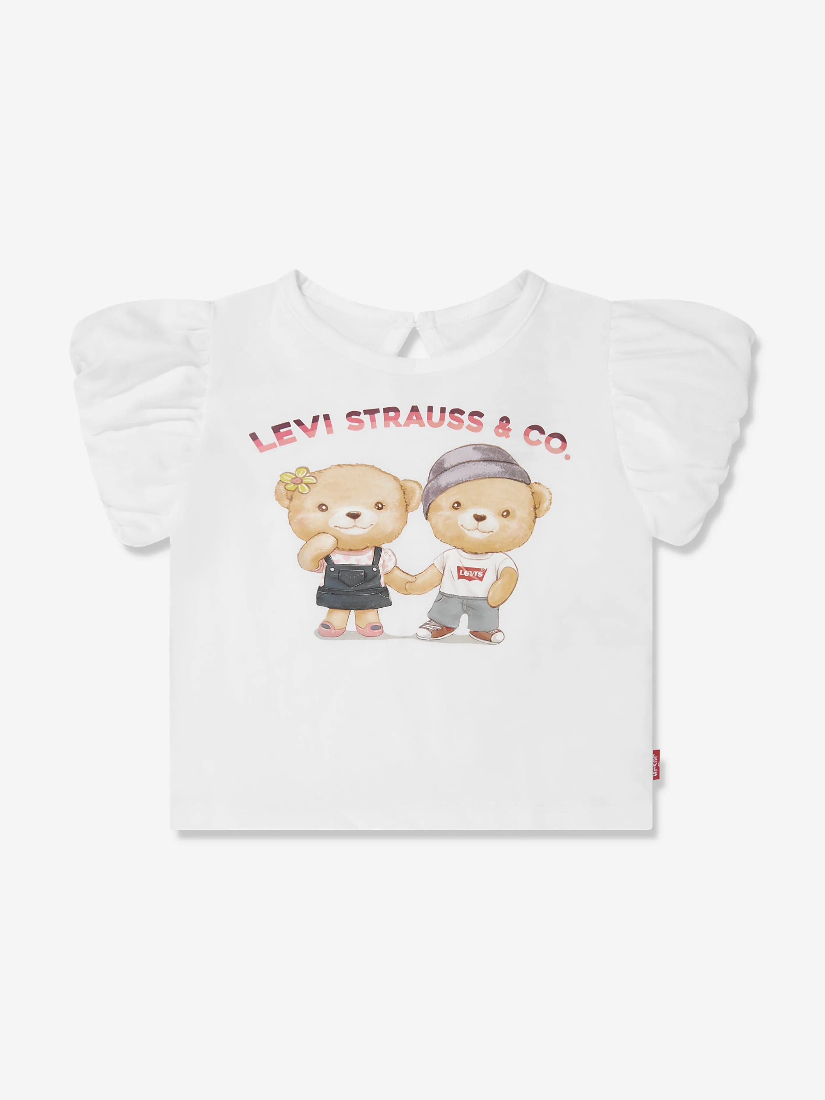 Levi's Baby Girls Bear Bubble Sleeve Top in White