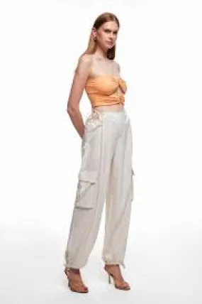 Linen cargo offwhite trouser