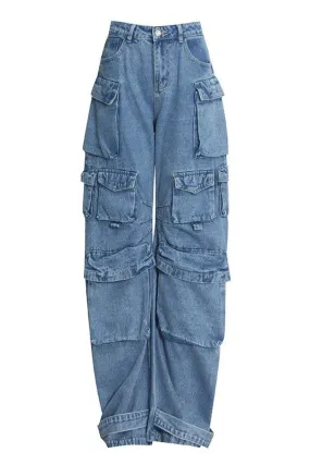 Loose Fit Cargo Denim Pants