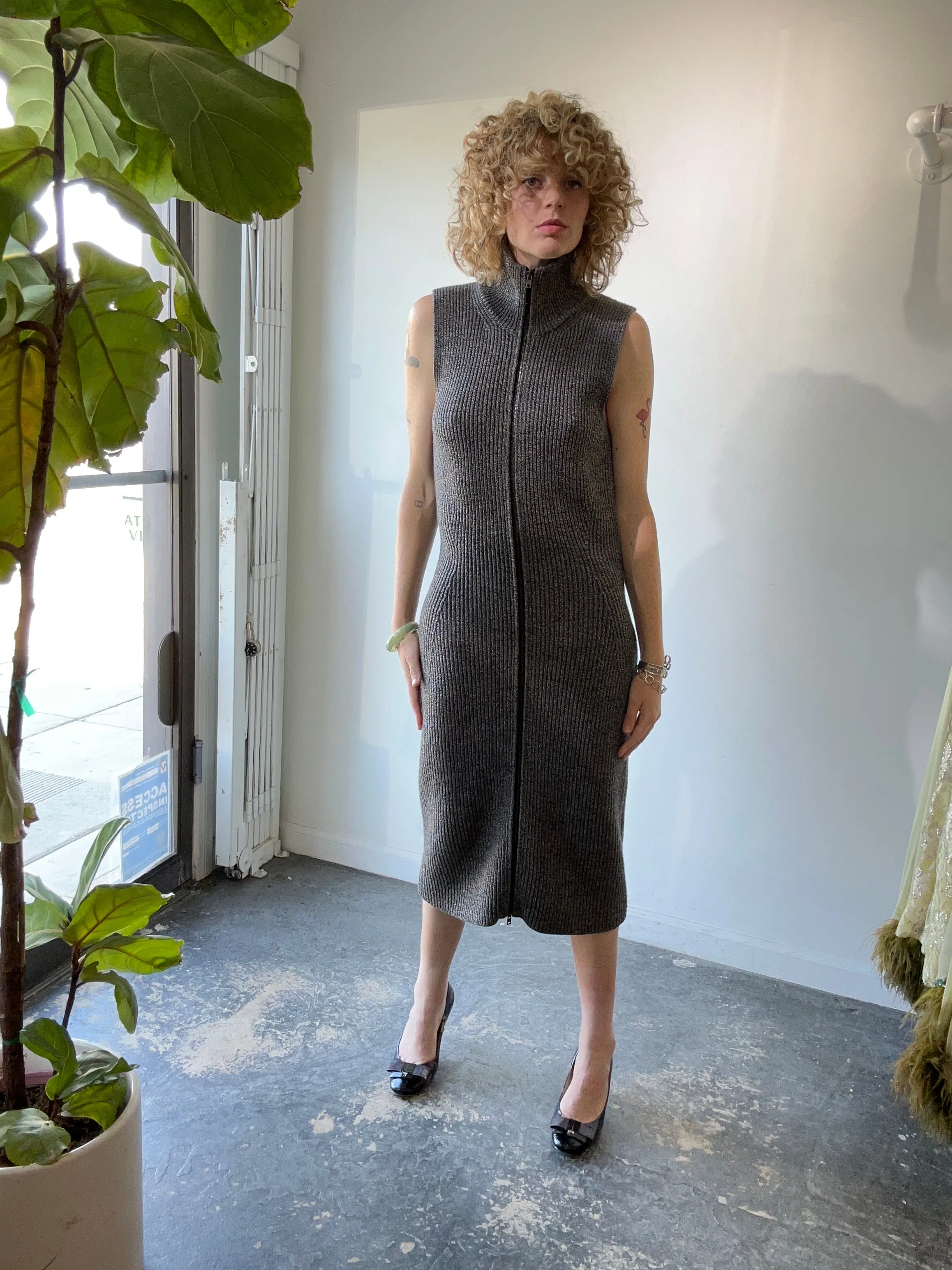 Maison Martin Margiela Grey Knit Midi Dress