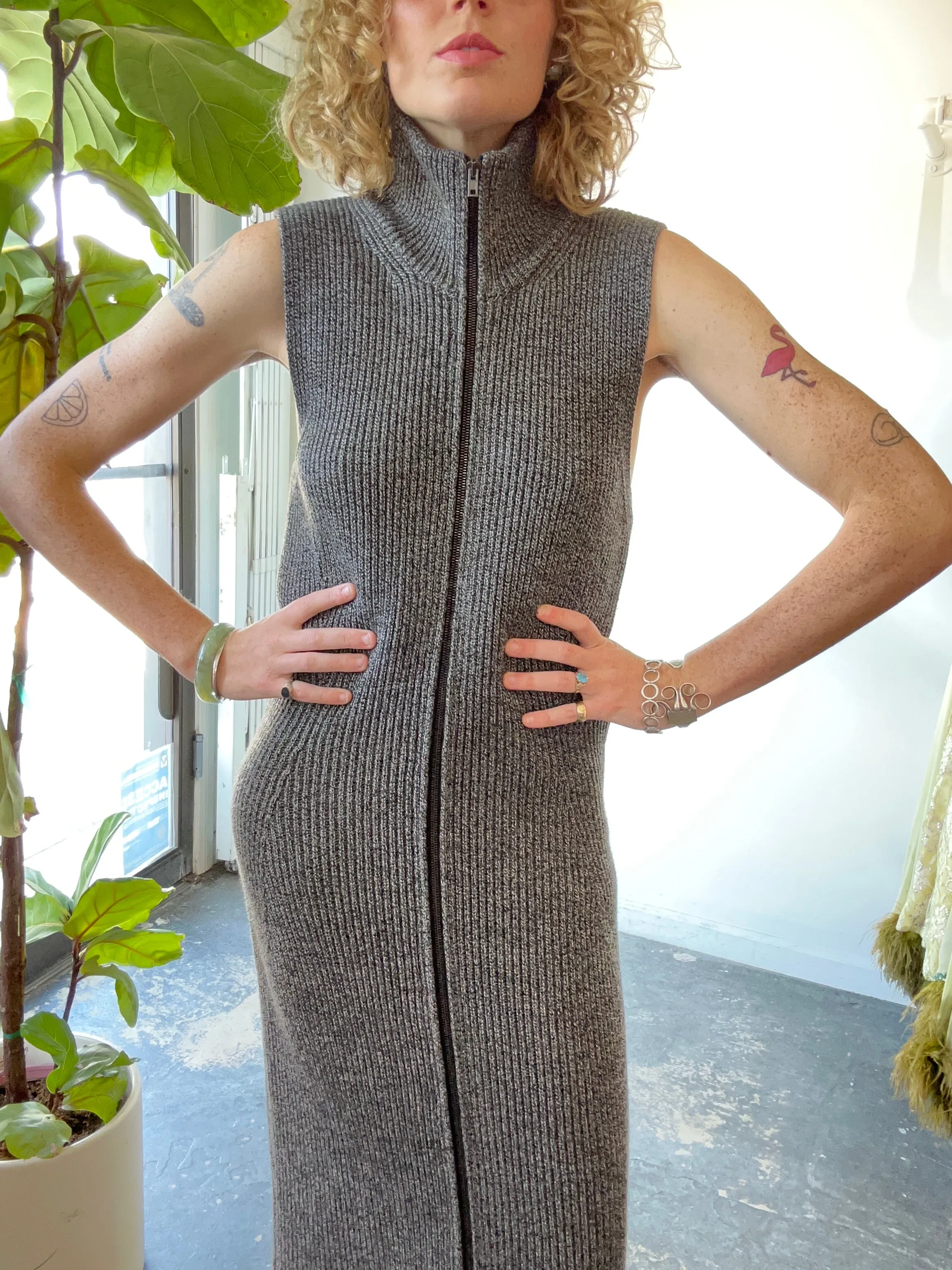 Maison Martin Margiela Grey Knit Midi Dress