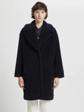 Marella Sasia Navy Boucle Teddy Coat 23390601382 Col 003