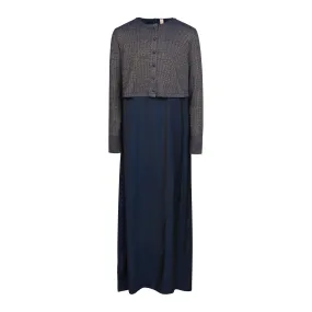 maxi dress with sparkly knit cardigan - navy