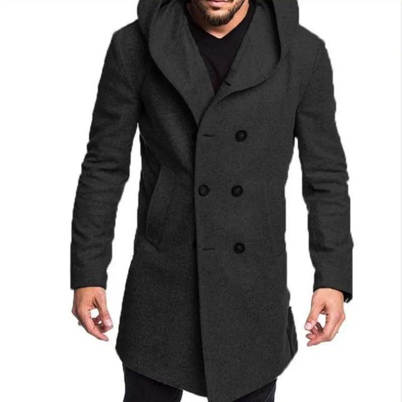 Men's Casual Hooded Double Breasted Coat 61052493M