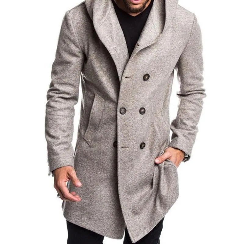 Men's Casual Hooded Double Breasted Coat 61052493M