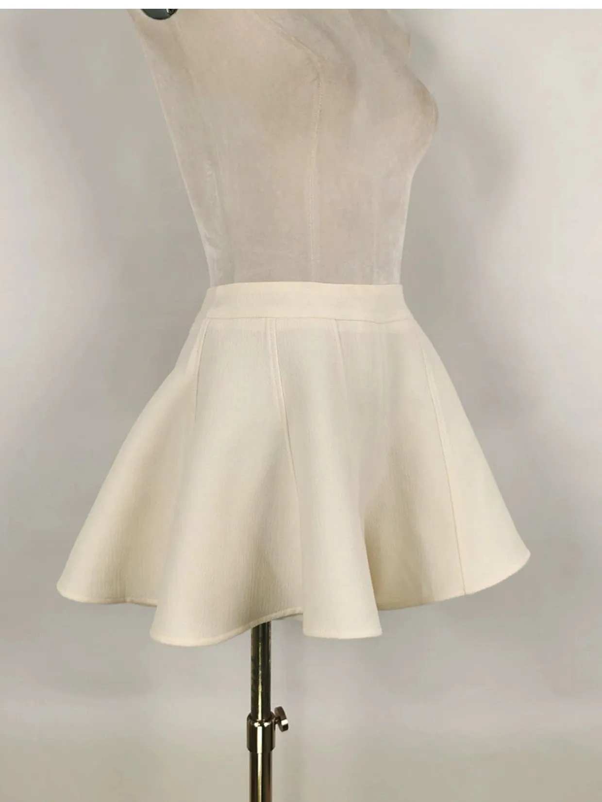 Milky beige sophisticated elegant Round Neck short cropped Coat   Shorts   Top three pieces set  - Yus