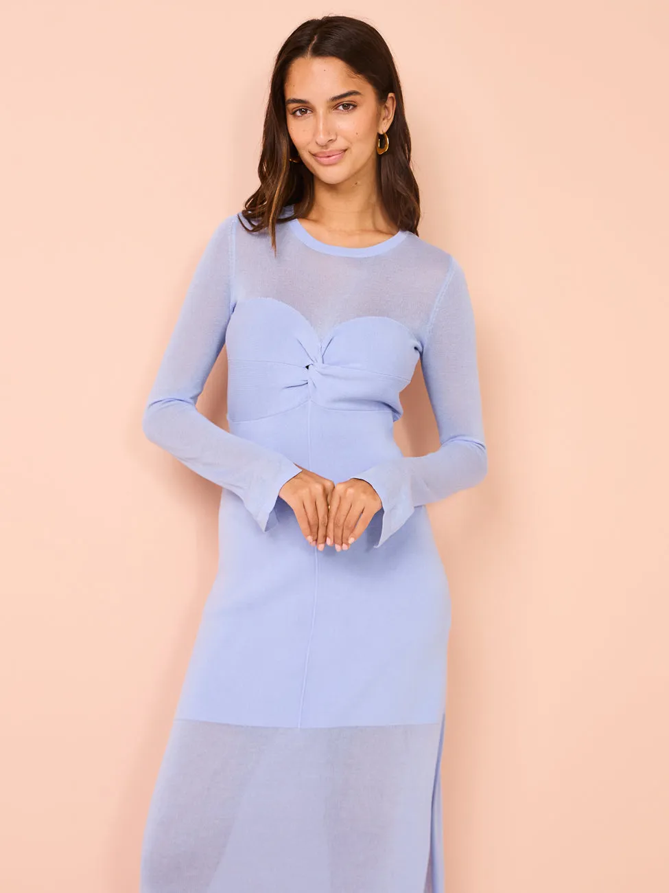 Mon Renn Azul Knit Midi Dress in Heron Blue