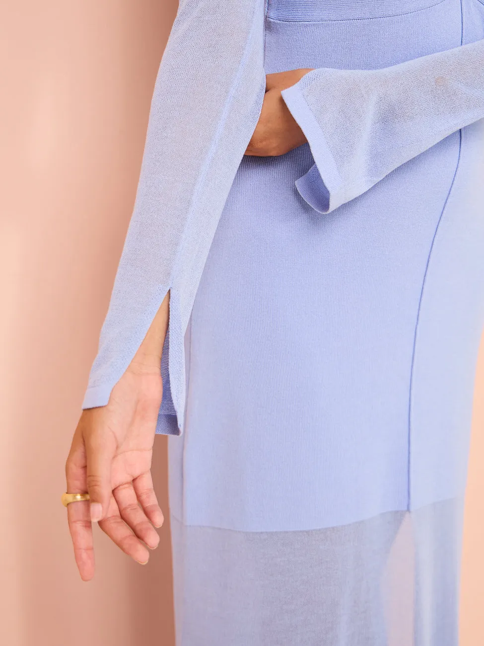 Mon Renn Azul Knit Midi Dress in Heron Blue
