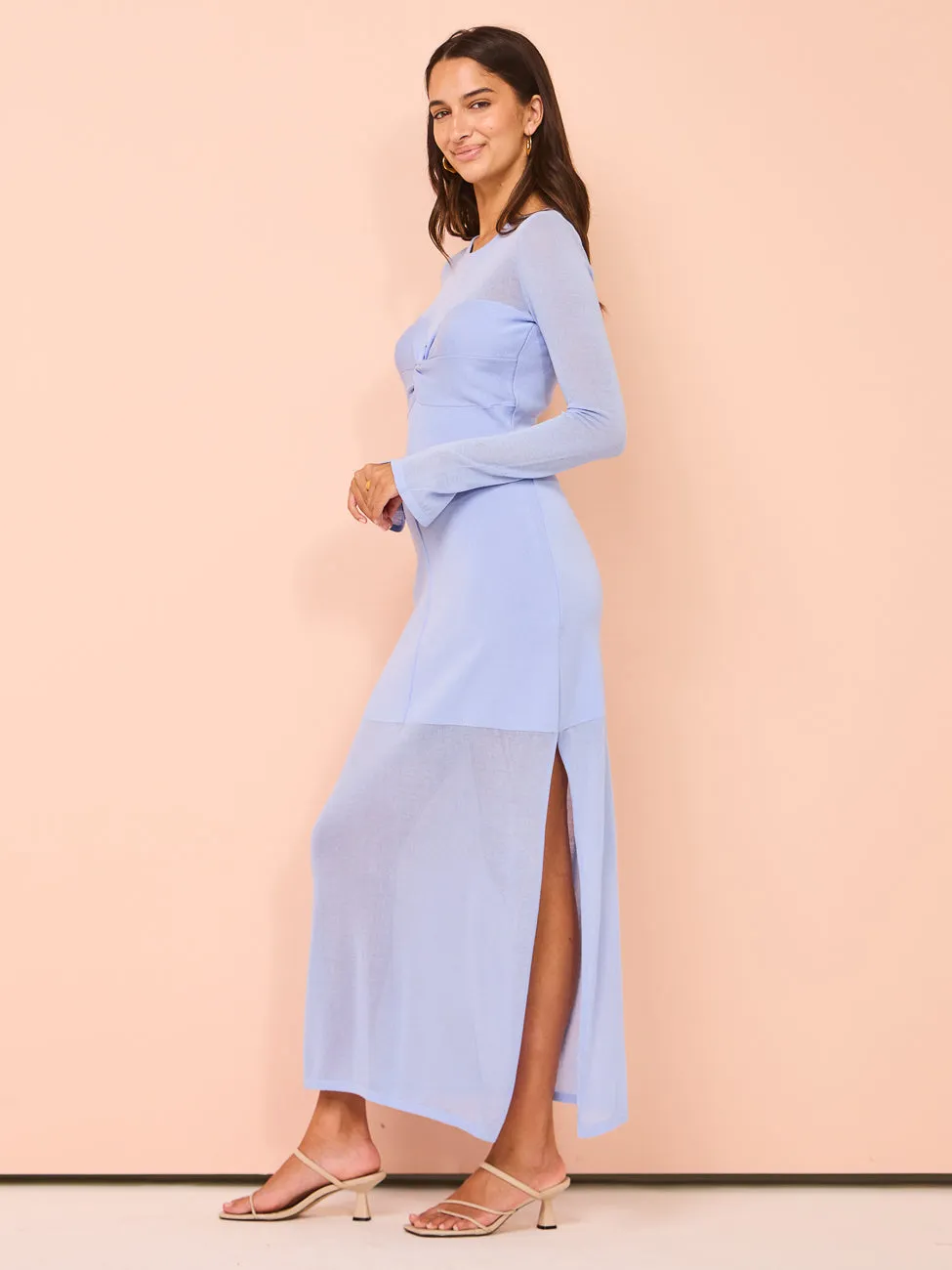 Mon Renn Azul Knit Midi Dress in Heron Blue