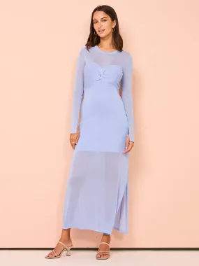 Mon Renn Azul Knit Midi Dress in Heron Blue