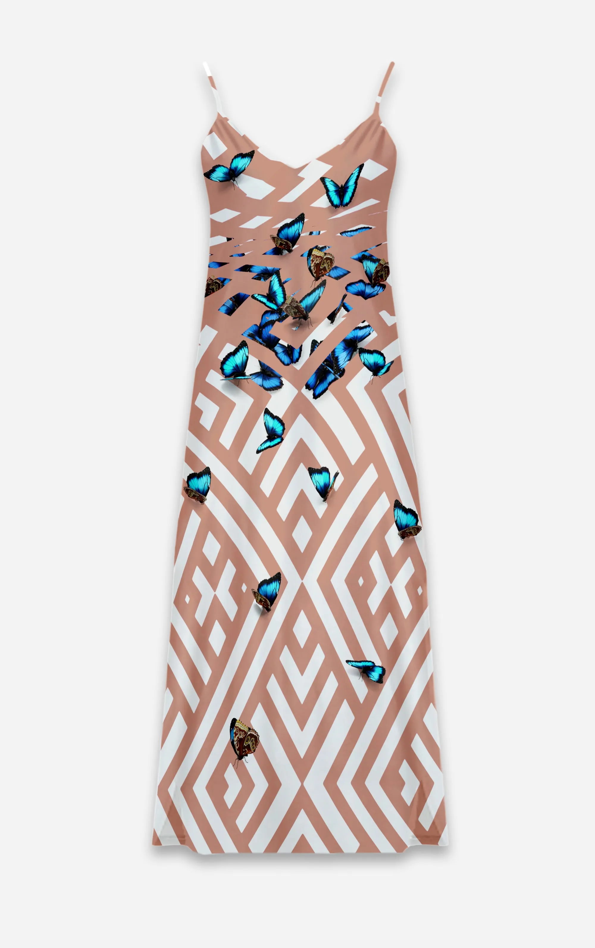 Morpho- 100% Silk Satin French Gothic V Neck Slip Dress in Dusty Mauve | Le Leanian™