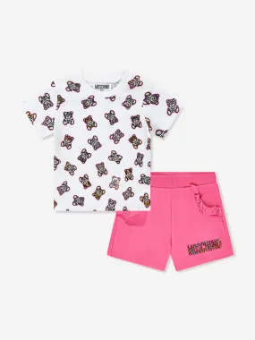 Moschino Baby Girls Teddy Bear Shorts Set in Pink