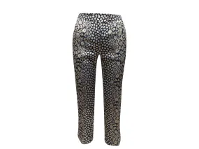 Navy & Silver Carolina Herrera Jacquard Patterned Trousers Size US 2