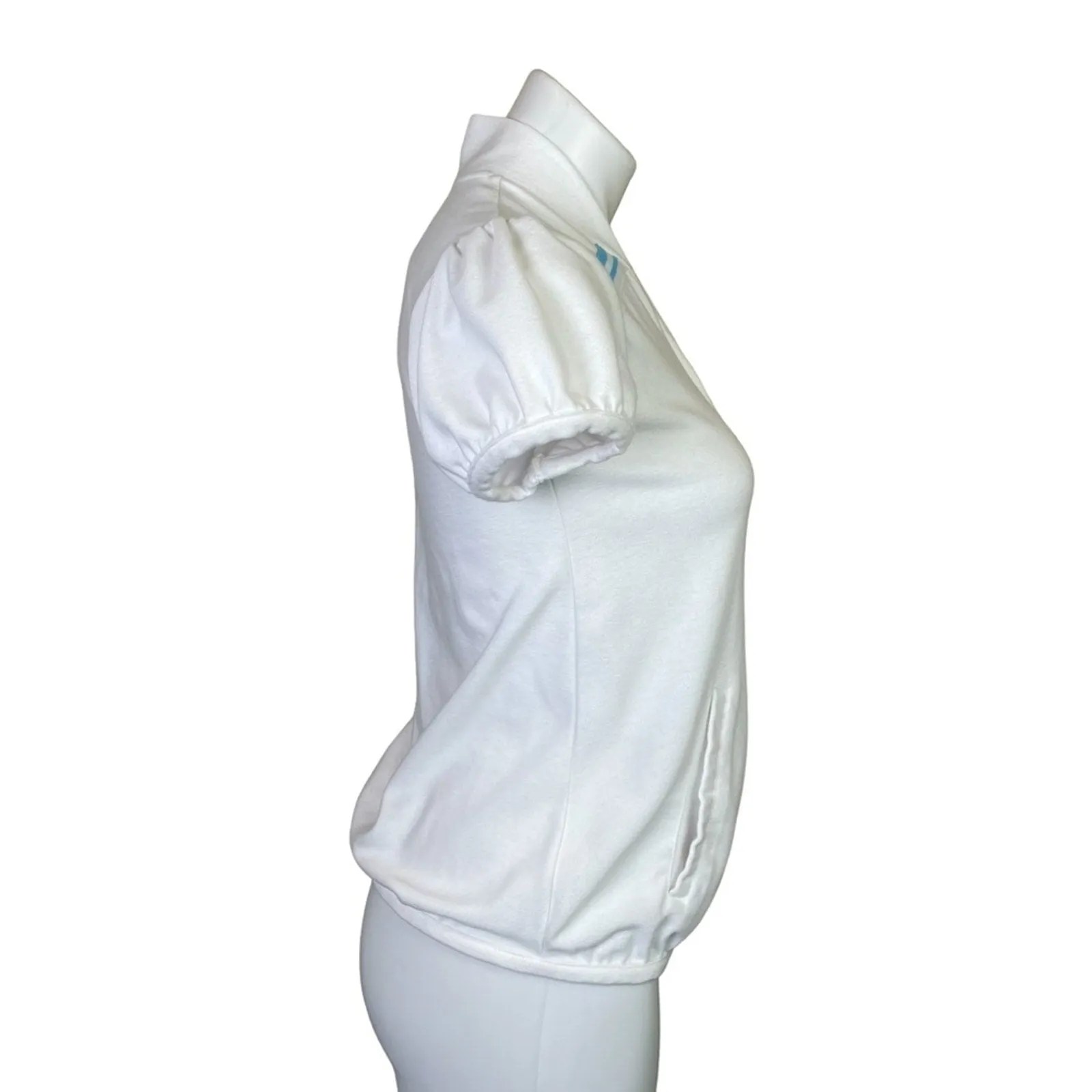 Nike | Women’s White & Baby Blue Short Sleeve Terry Cloth Jacket | Size: XS