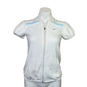 Nike | Women’s White & Baby Blue Short Sleeve Terry Cloth Jacket | Size: XS