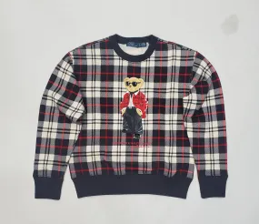 Nwt Polo Ralph Lauren Women's Plaid Teddy Bear Sweatshirt
