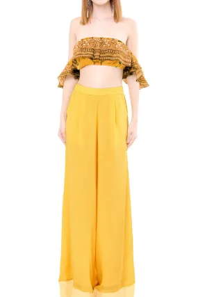 Off Shoulder Yellow Crop Top