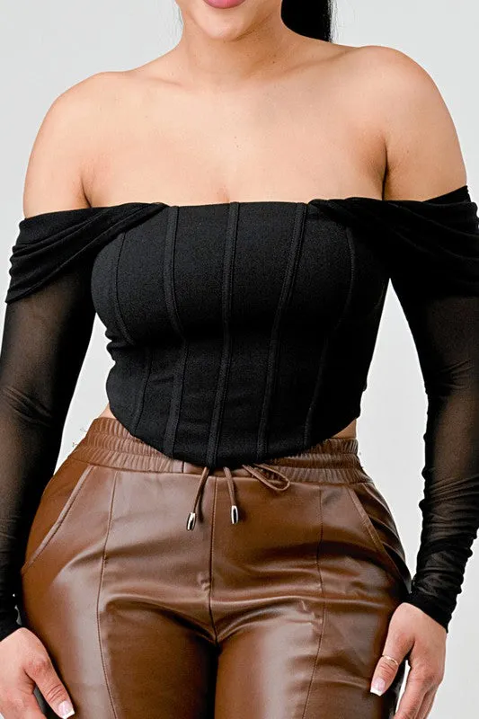 Off The Shoulder Lace Up Corset
