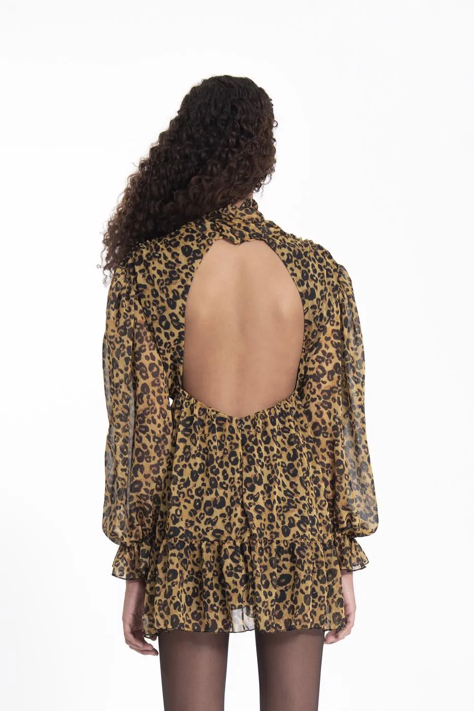 Oil Green Leopard Back Window Mini Dress