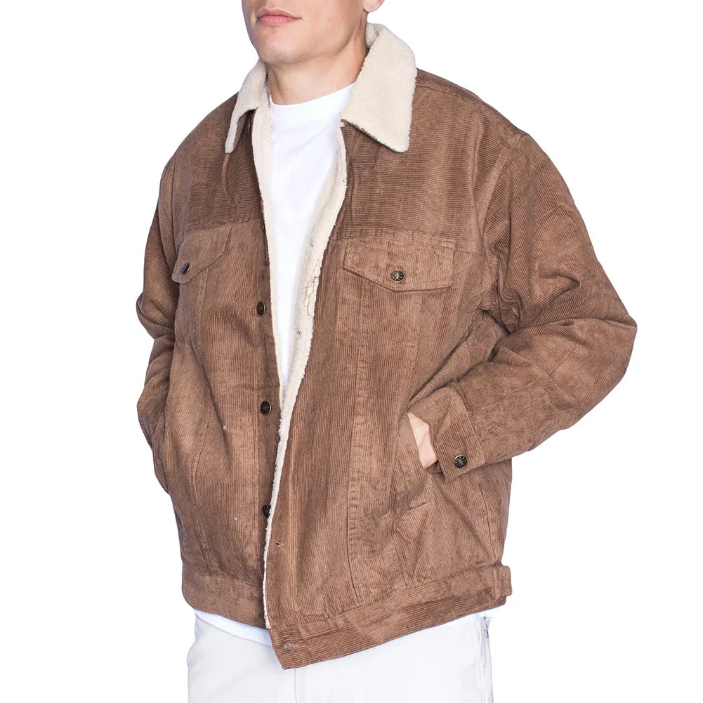 Oscar Sports Men's Sherpa Lined Button Front Cotton Corduroy Jacket
