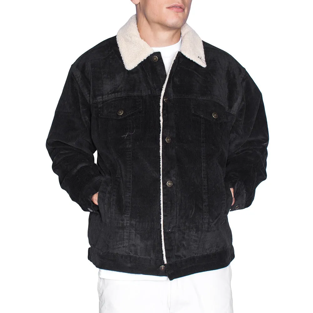 Oscar Sports Men's Sherpa Lined Button Front Cotton Corduroy Jacket